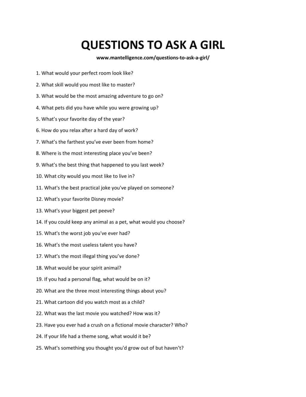 213 Good Questions to Ask a Girl - Spark great conversations.