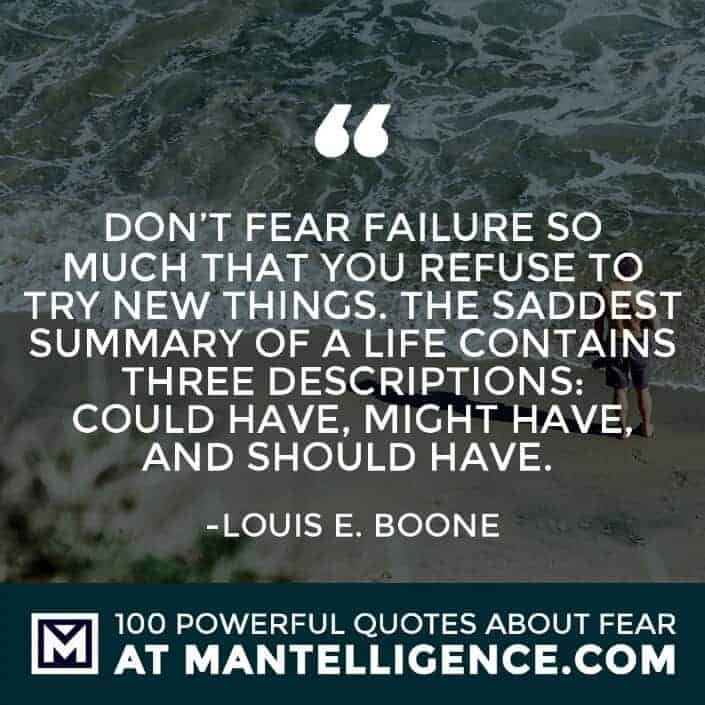 fear quotes #21 - Don't fear failure so much that you refuse to try new things. The saddest summary of a life contains three descriptions: could have, might have, and should have.