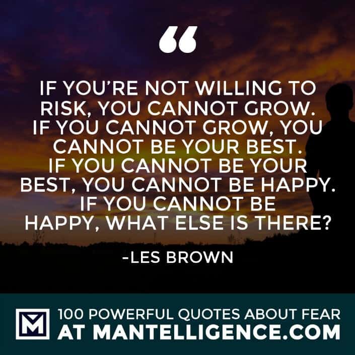 fear quotes #26 - If you’re not willing to risk, you cannot grow. If you cannot grow, you cannot be your best. If you cannot be your best, you cannot be happy. If you cannot be happy, what else is there?