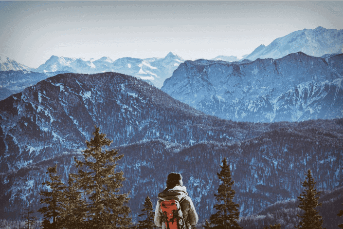 Man hiking on the mountains