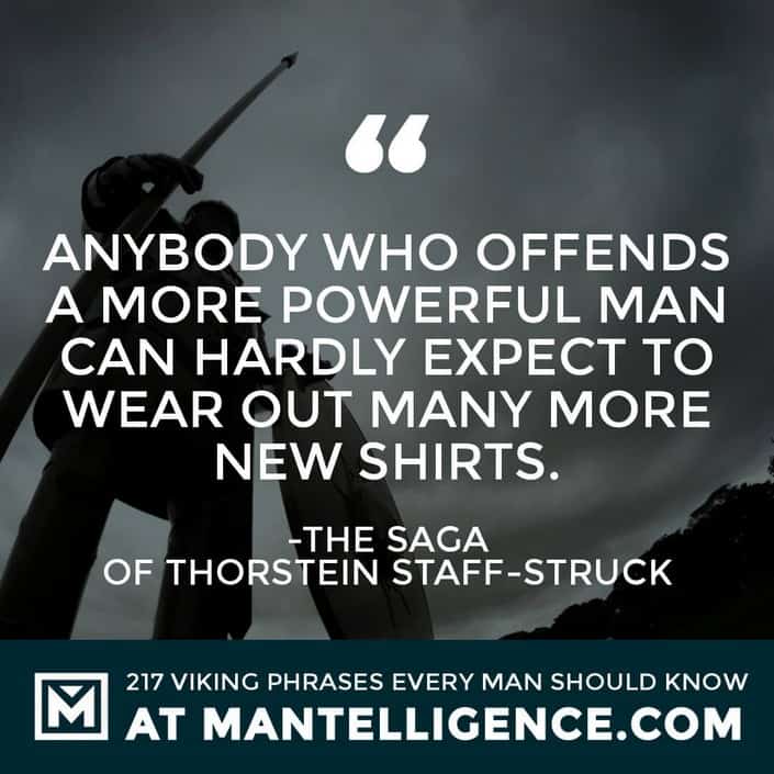 Viking Quotes - Anybody who offends a more powerful man can hardly expect to wear out many more new shirts.