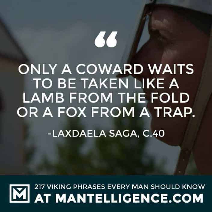 Viking Quotes - Only a coward waits to be taken like a lamb from the fold or a fox from a trap.