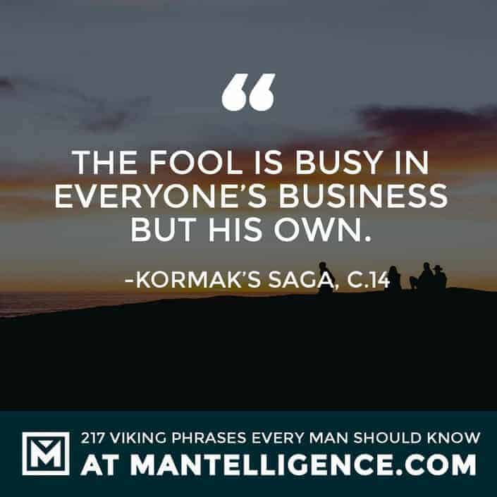 Viking Quotes - The fool is busy in everyone’s business but his own.