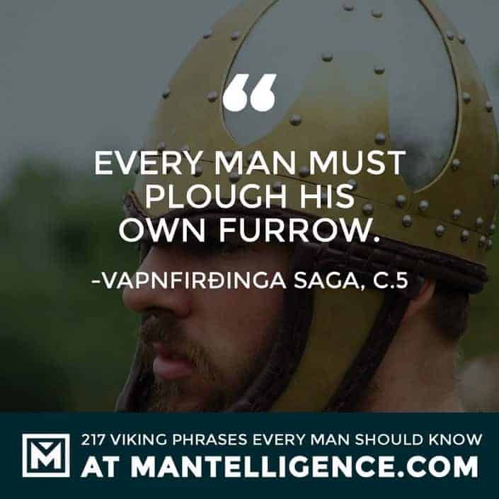 Viking Quotes - Every man must plough his own furrow.