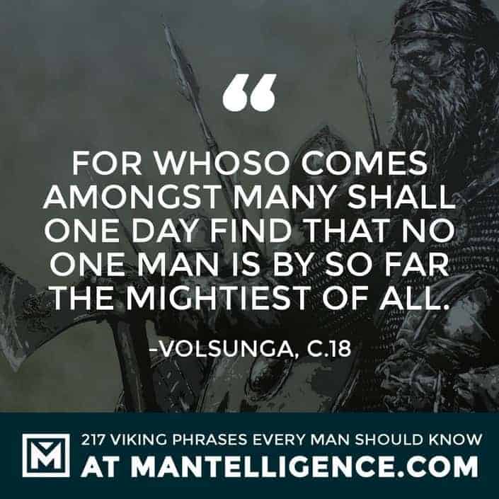 Viking Quotes - For whoso comes amongst many shall one day find that no one man is by so far the mightiest of all.