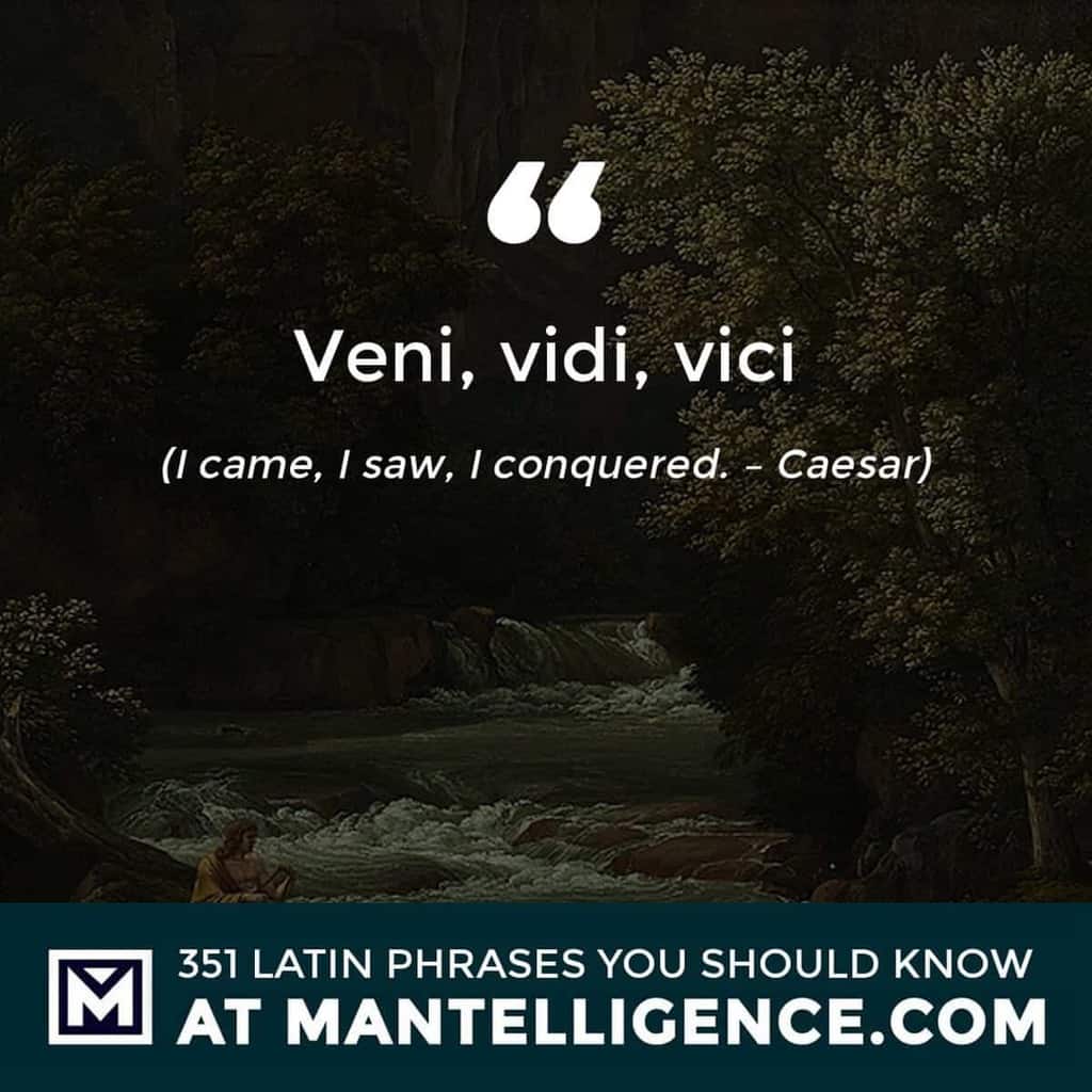 Veni, vidi, vici - I came, I saw, I conquered. - Caesar