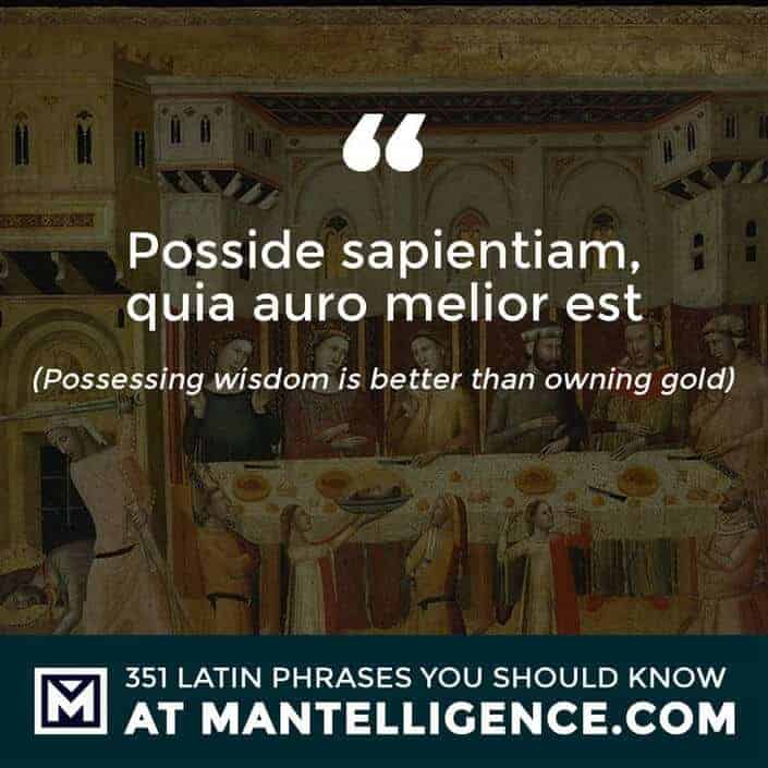 Posside sapientiam, quia auro melior est - Possessing wisdom is better than owning gold