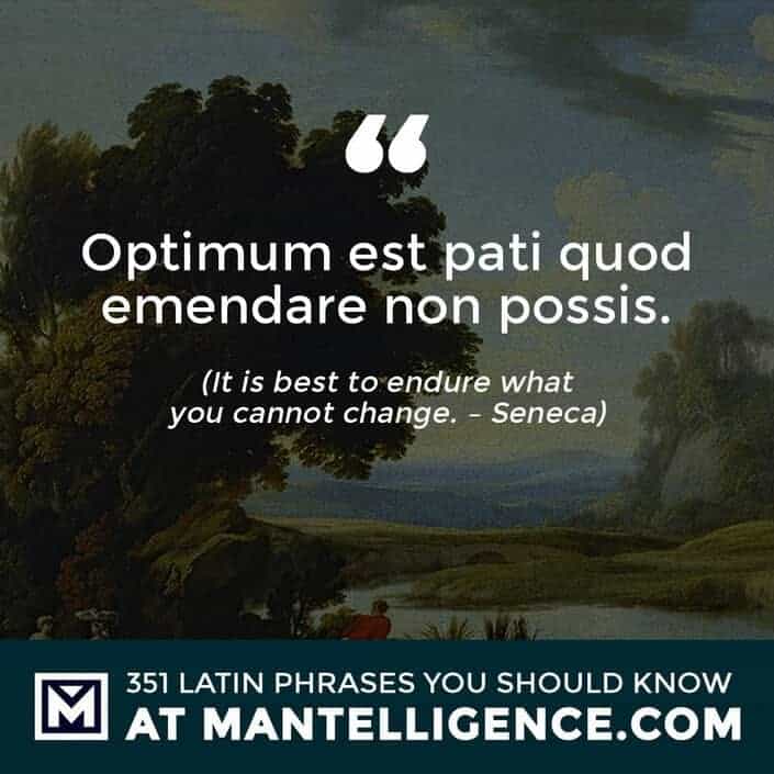 Optimum est pati quod emendare non possis. - It is best to endure what you cannot change. - Seneca