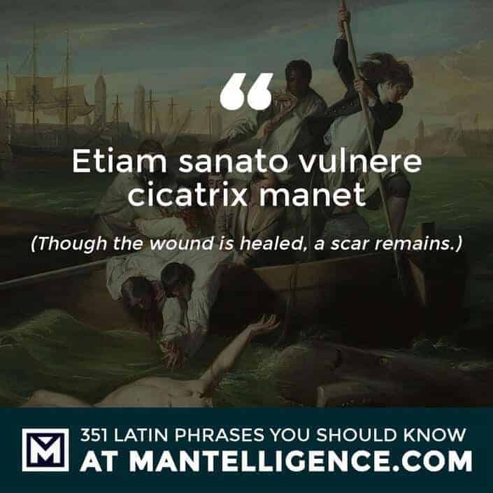 Etiam sanato vulnere cicatrix manet - Though the wound is healed, a scar remains.