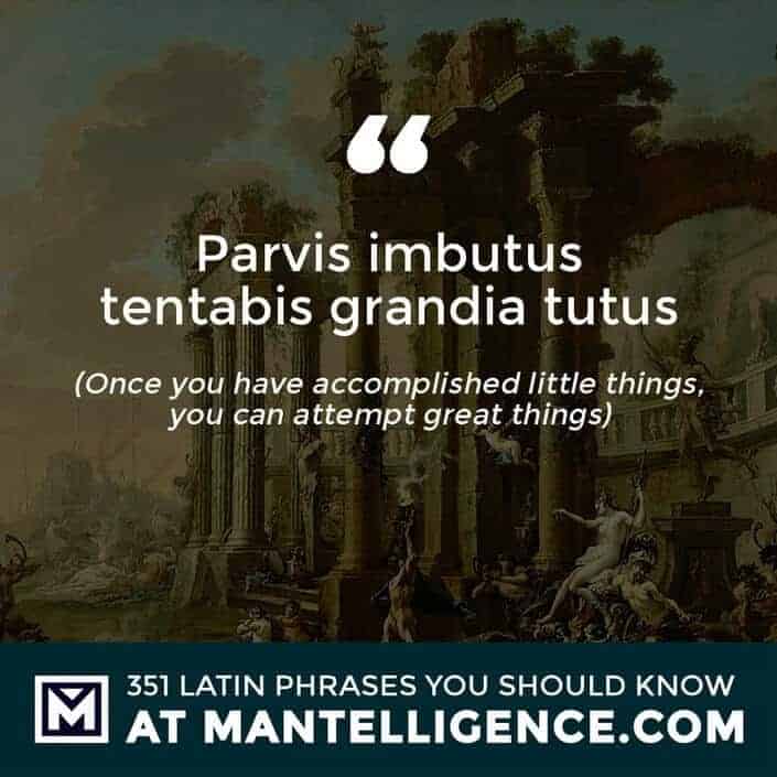 latin quotes - Parvis imbutus tentabis grandia tutus - Once you have accomplished little things, you can attempt great things