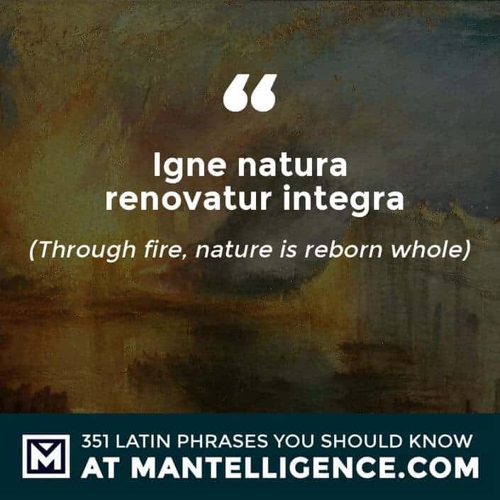 latin quotes - Igne natura renovatur integra - Through fire, nature is reborn whole.