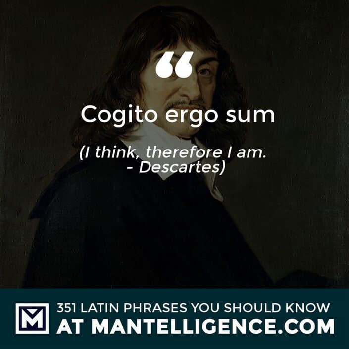 latin quotes - Cogito ergo sum - I think, therefore I am. - Descartes