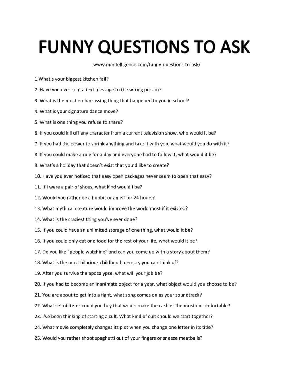 Funny Questions To Ask People