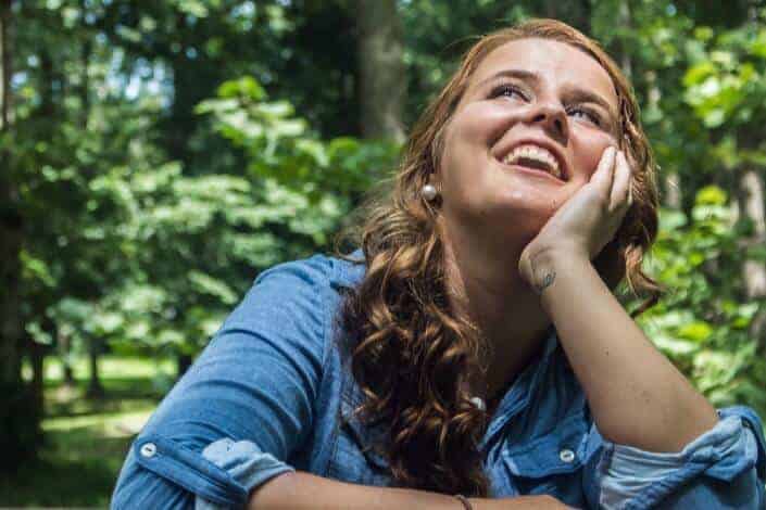 Girl looking up and smiling