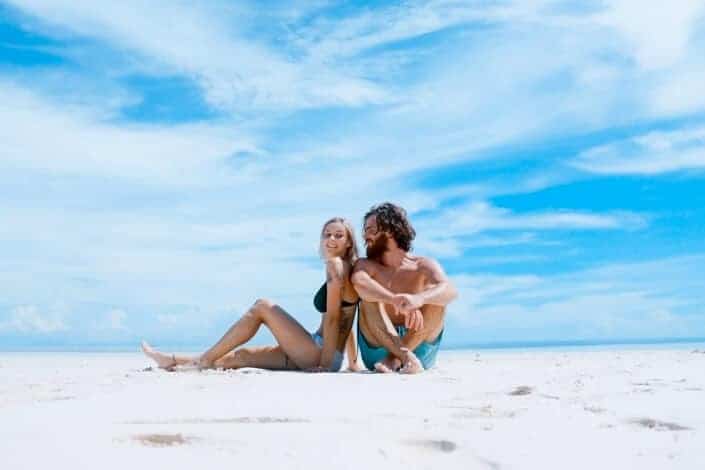 Young couple on an empty beach