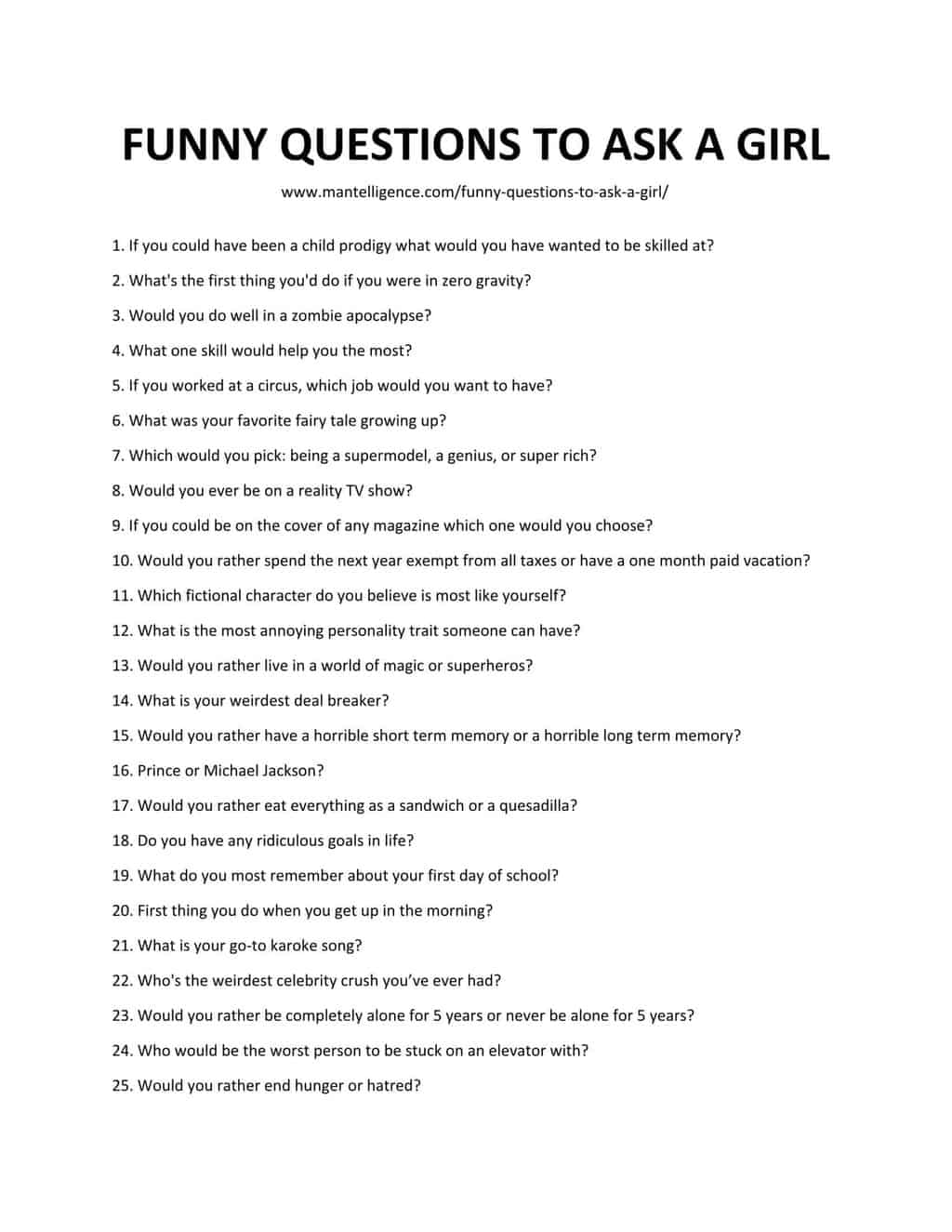 Funny Questions To Ask A Girl To Make Her Laugh