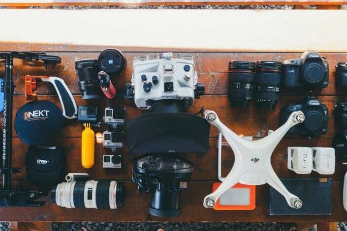 different types of camera with drone