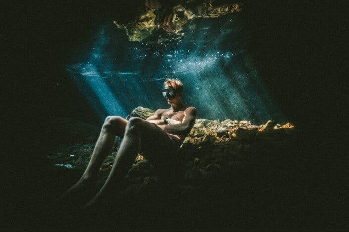 man Chilling underwater