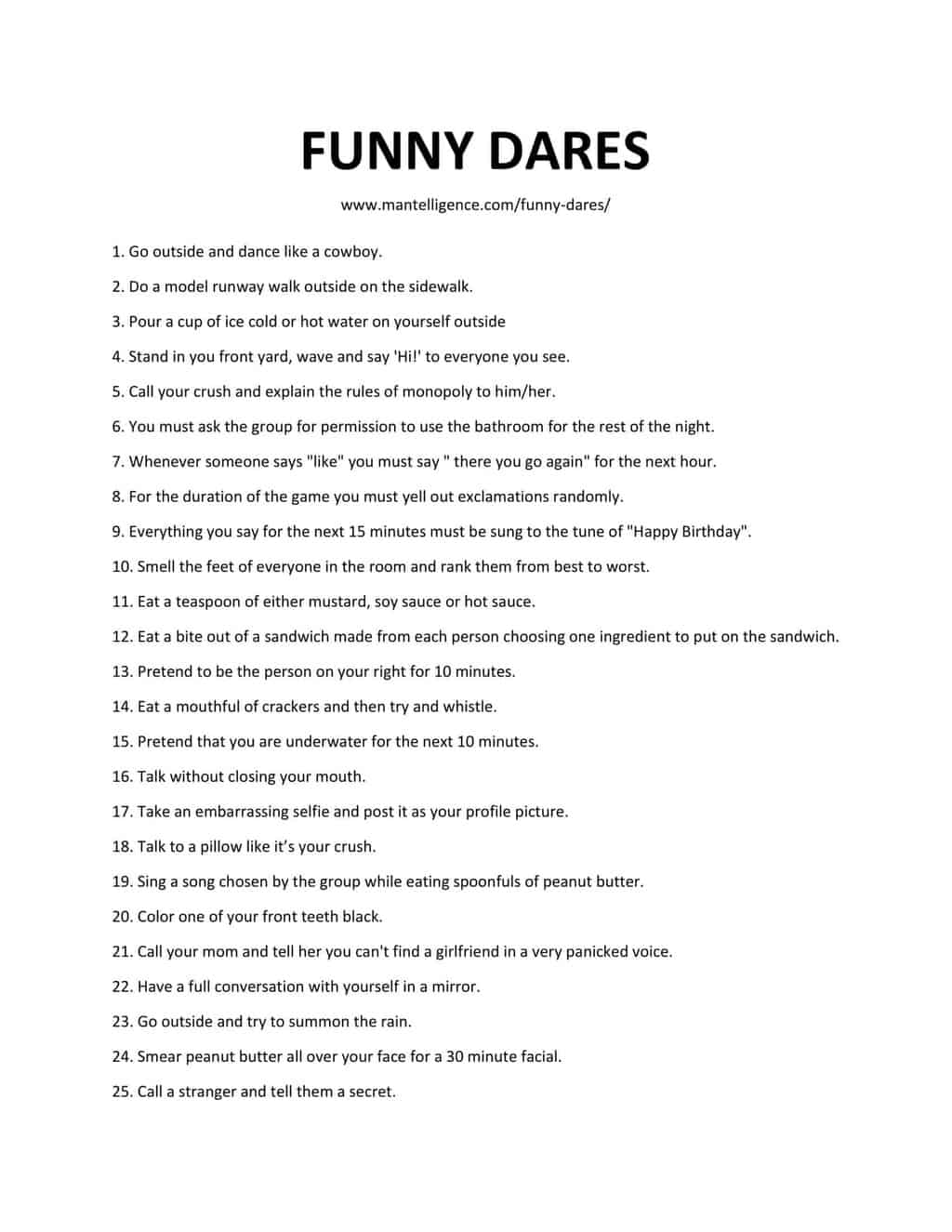 75 Incredibly Funny Dares - The only list you'll need!