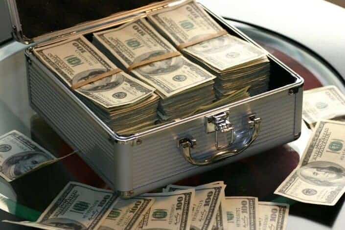 bunch of money inside the attache case