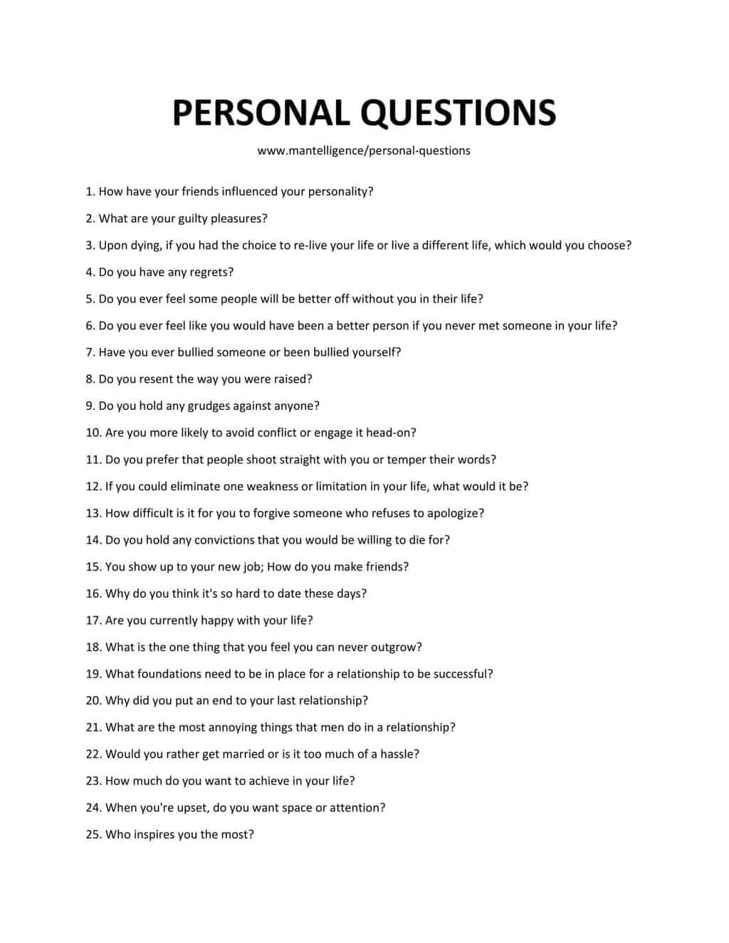 Personality questions to ask someone