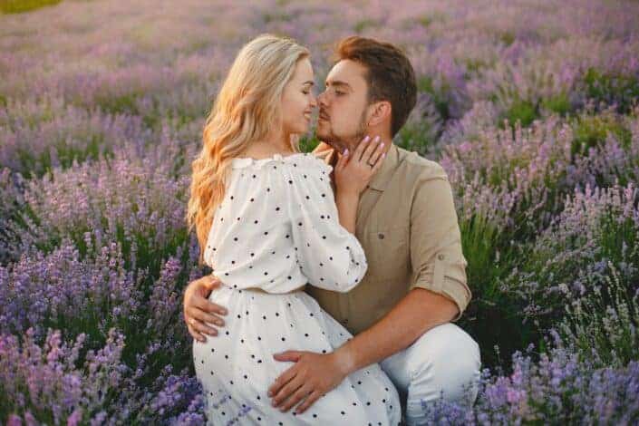 Sweet couple on a lavender field