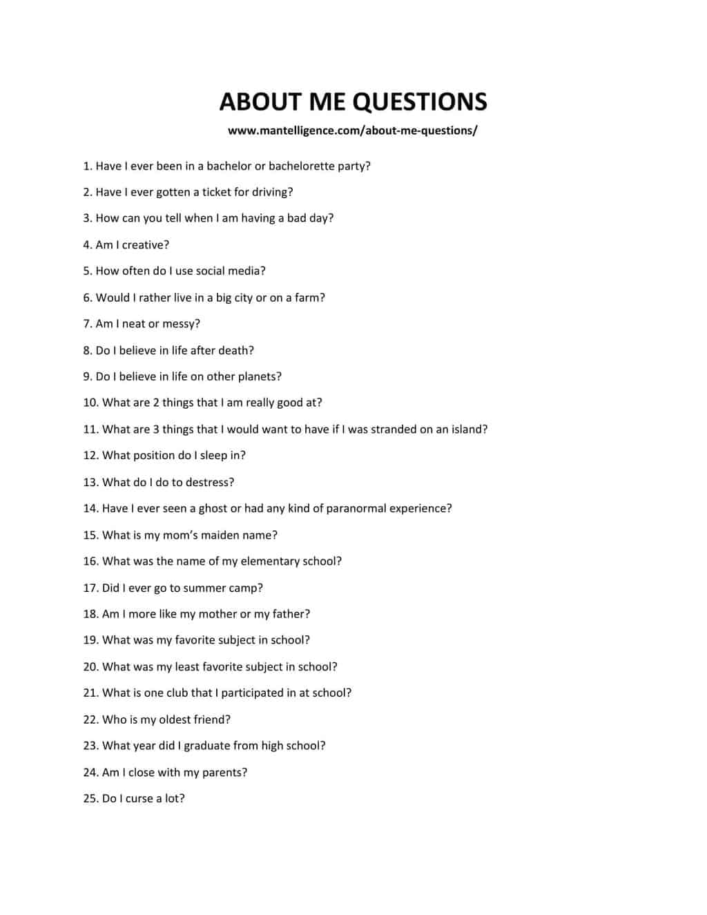 74 Good About Me Questions The Only List You Ll Need