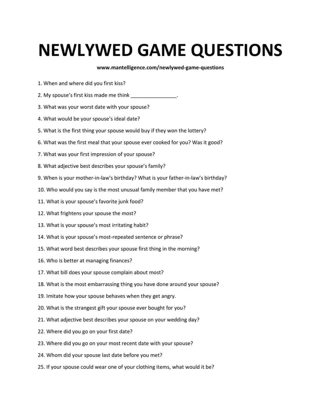 106 Fun Newlywed Game Questions - Best Way To Know Your Spouse