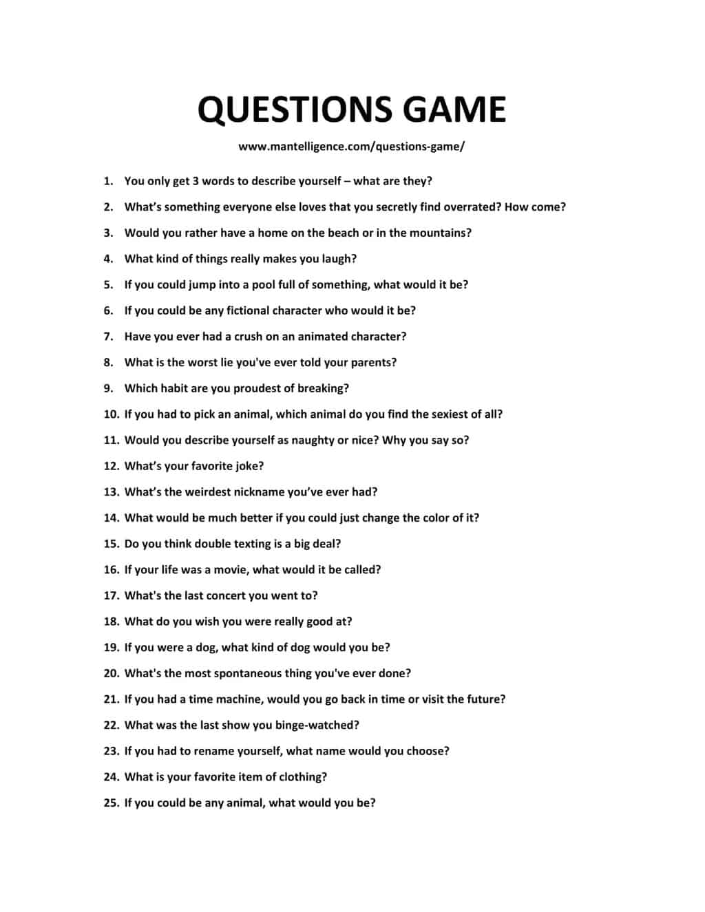 The 21 Questions Game 83 Fun And Unexpected Topics 