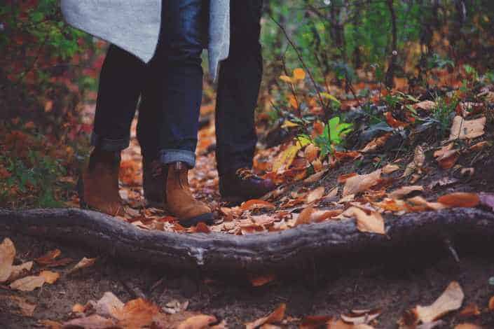 Couple hiking in the woods