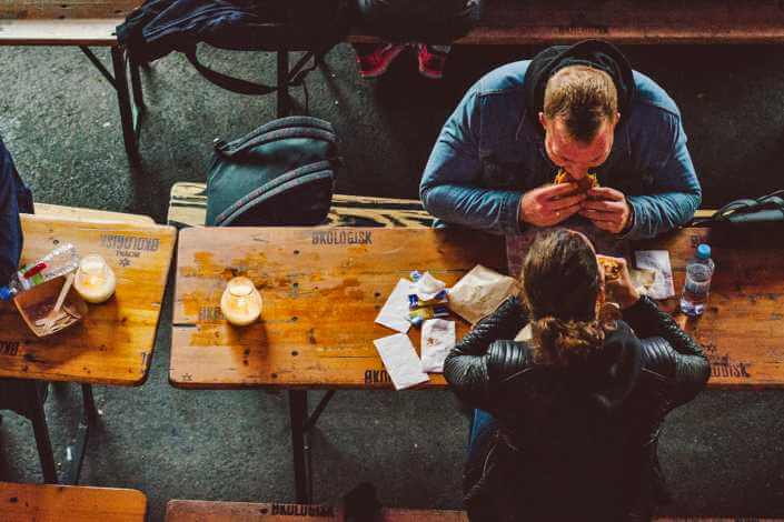 Couple enjoying a meal together