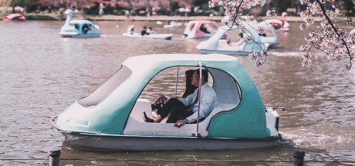 Couple having fun on a boat ride