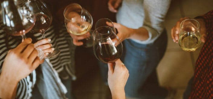 Ladies drinking champagne and wine