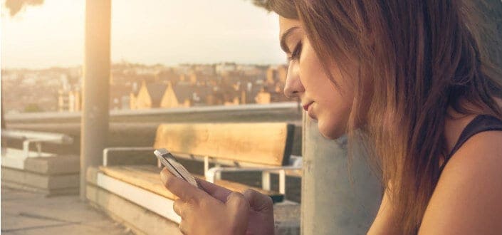 Woman looking at her phone