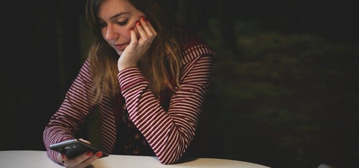 Woman checking her phone