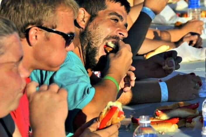 man eating for a food eating contest