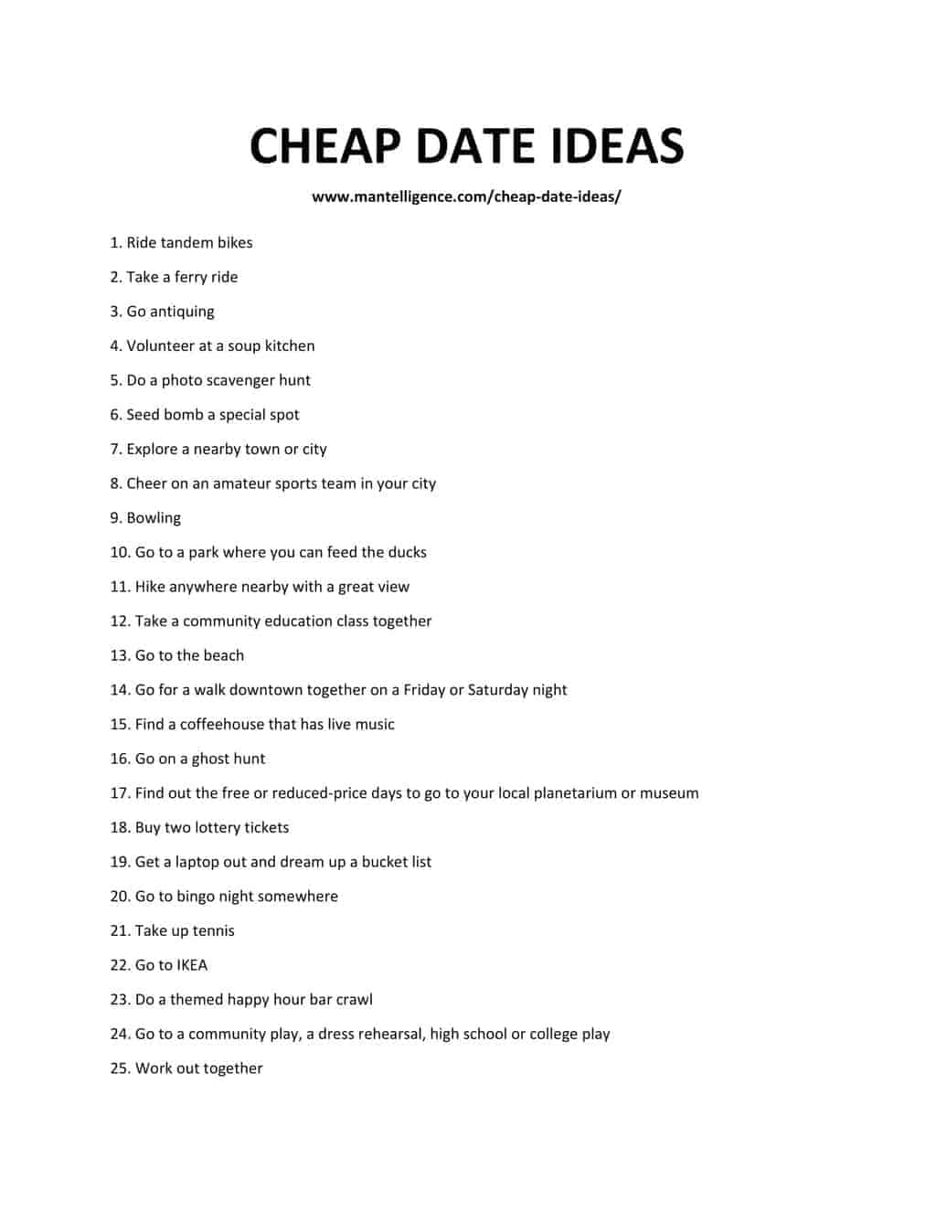 Wonderbaarlijk 143 Cheap Date Ideas - Fun activities that fit your budget! YX-48