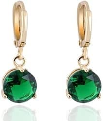 38. Crystal and Stone Medium Drop Earrings Green (1)