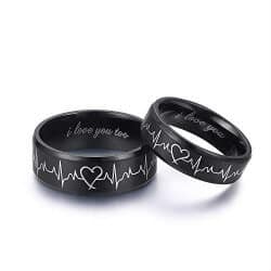 43. Matching Heart Couple Promise Rings Set