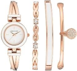 Anne Klein Women's Bangle Watch and Swarovski Crystal Accented Bracelet Set (1)