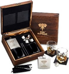 Premium Stainless Steel Whiskey Stones and Hip Flask Gift Set (1)