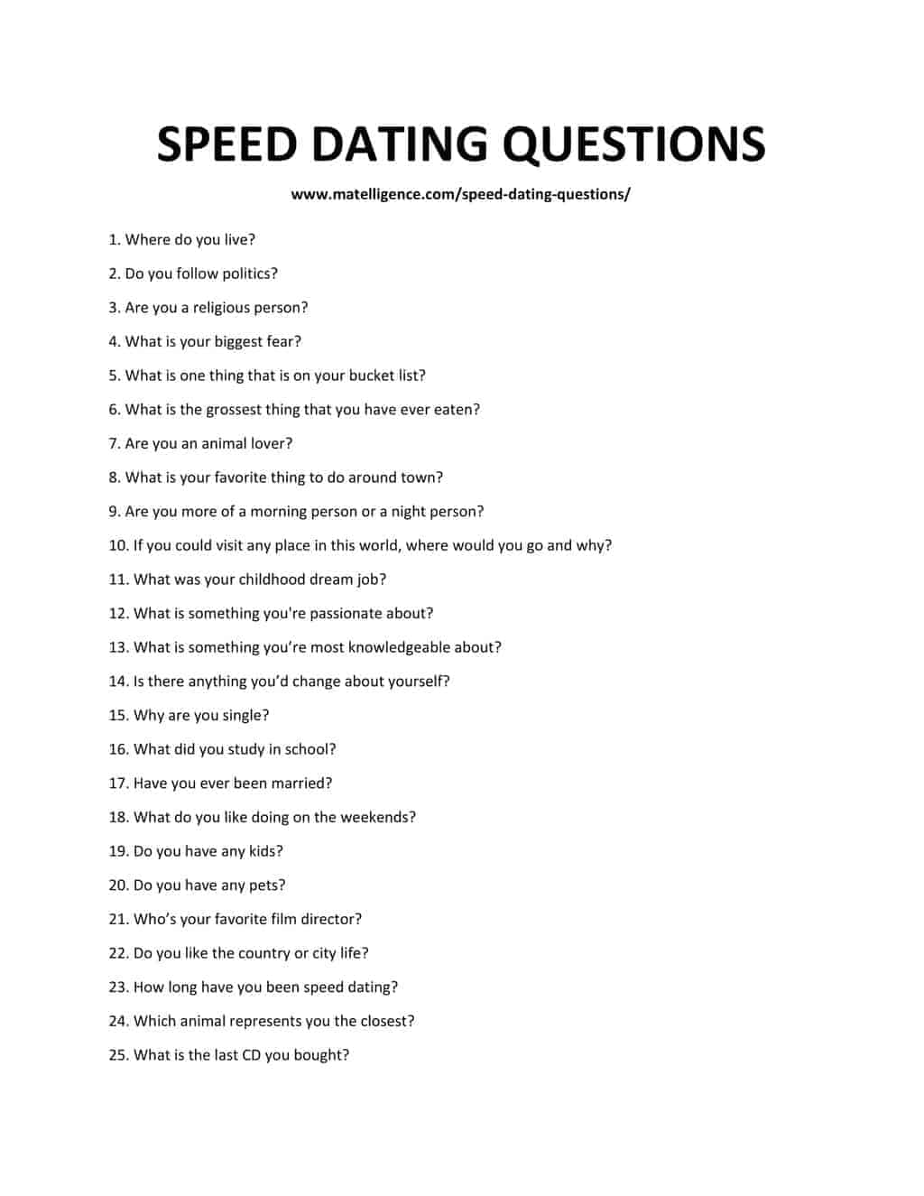 Best questions to ask when speed dating
