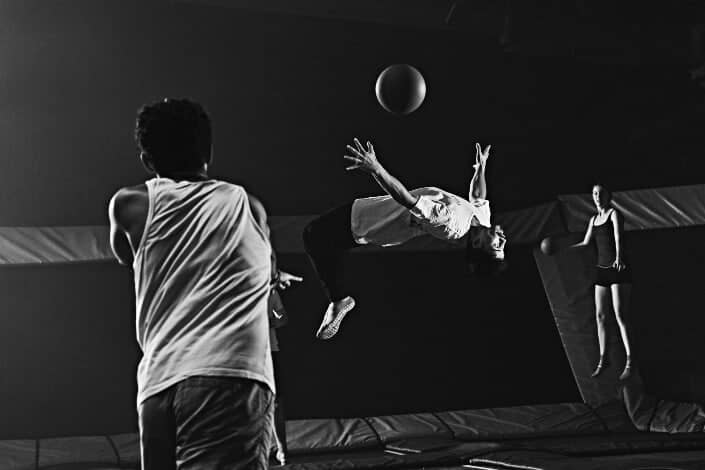 group of friends playing dodgeball