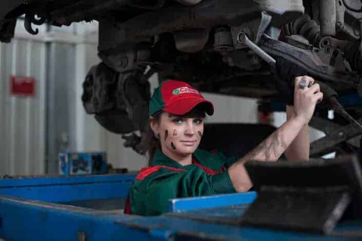 woman working as a mechanic