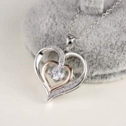 One Year Anniversary Gifts - 22. Sterling Silver Gemstone Heart Pendant Necklace