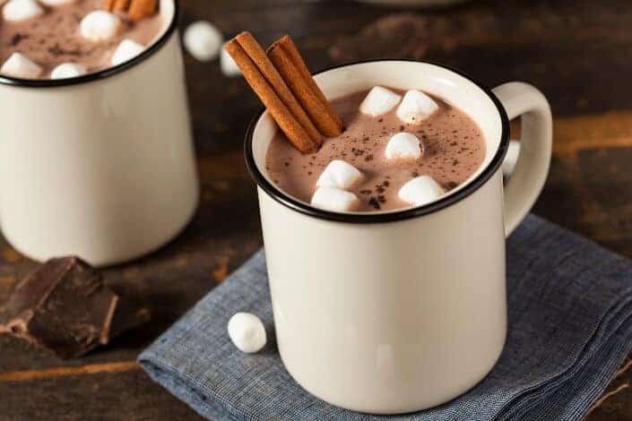 two hot chocolate with marshmallows