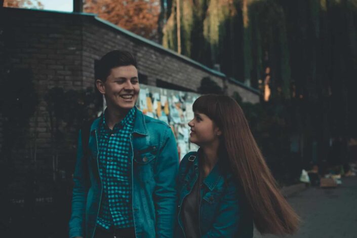 Young couple walking in the streets