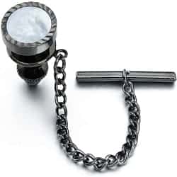 Small Groomsmen Gift Ideas - Black Tie Tack with Chain (1)