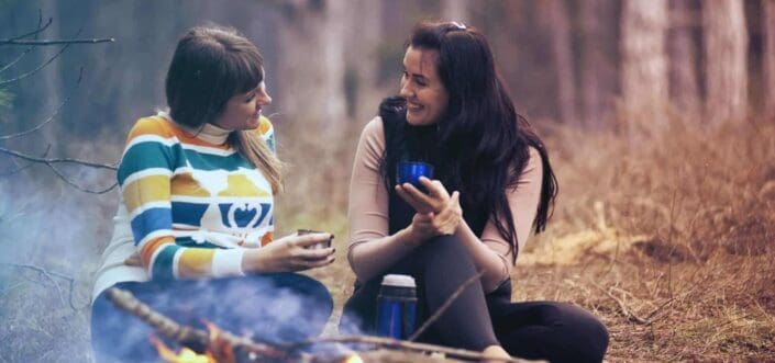 Two female friends having a nice conversation