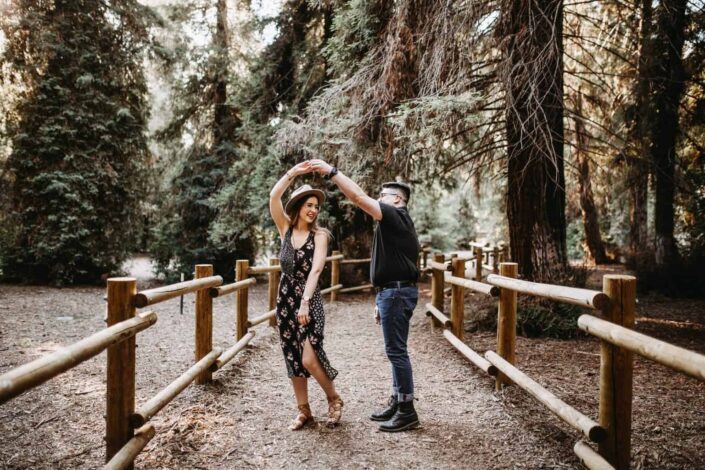 Couple dancing in the forest